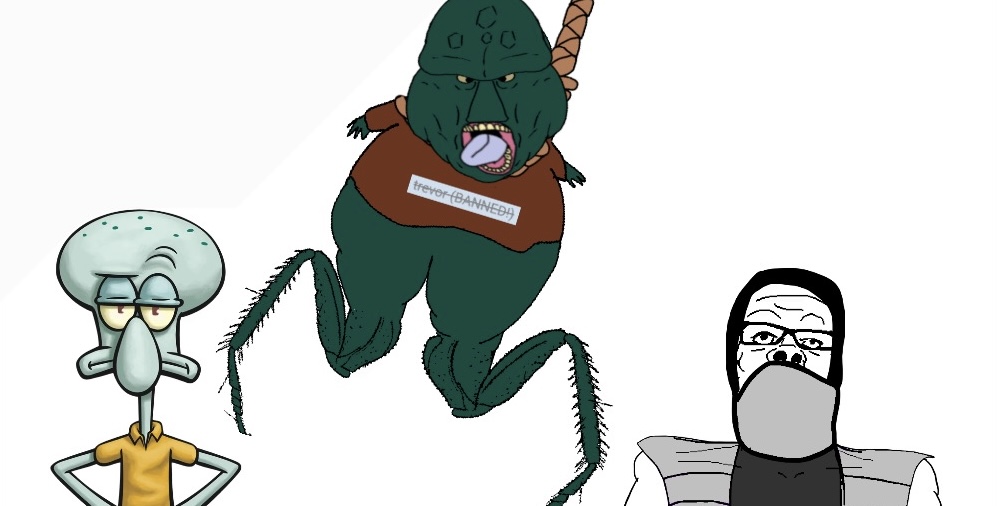 smoke (mortal kombat), squidward tentacles, a24 slowburn soyjak, disgusting trevorcreature, hanging namefags, 2soyjaks, aaaaaack, ack, angry, animal