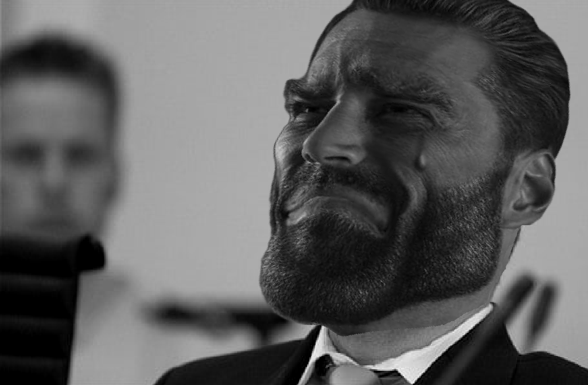 gigachad, 1nas, anders breivik, beard, clothes, court, crying, gray background, gray hair, gray skin