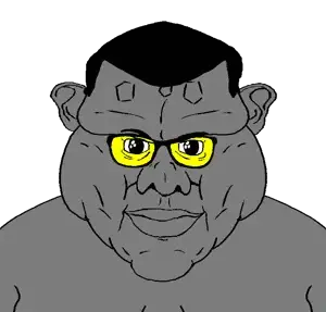brandon, disgusting trevorcreature, disgusting brandoncreature, fusionjaks, 1soyjak, black hair, closed mouth, ear, extremely obese, fat