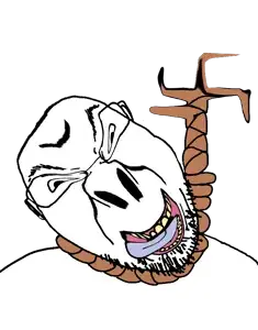 bernd, hanging troonjak, troonjak, deformed bernd subvariants, 1soyjak, ack, bald, black eyes, deformed, evil