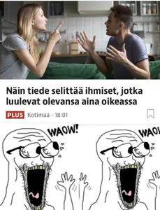 excited soyjak, soyak, waow, wewjak, 2soyjaks, finnish text, glasses, open mouth, stubble, waow