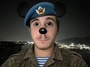 irl soyjaks, army, cap, cleavage, closed mouth, clothes, communism, front view, hat, irl background