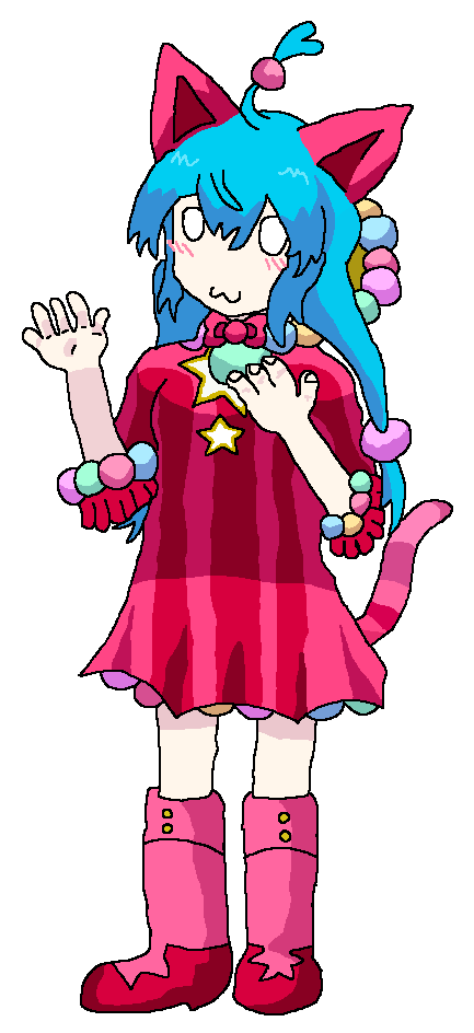 hatsune miku, tama, :3, animal, blue hair, blush, boot, boots, bowtie, buttons