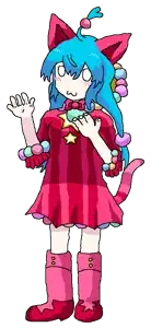 hatsune miku, tama, :3, animal, blue hair, blush, boot, boots, bowtie, buttons