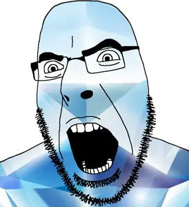 cobson, 1soyjak, angry, blue skin, bushy eyebrows, gegging, gem, gem skin, gemmy, glasses