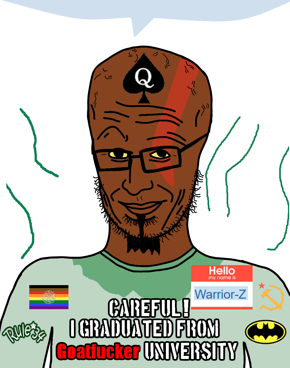 kratos, unijak, 1soyjak, award, bald, big brain, big forehead, brown skin, closed mouth, clothes