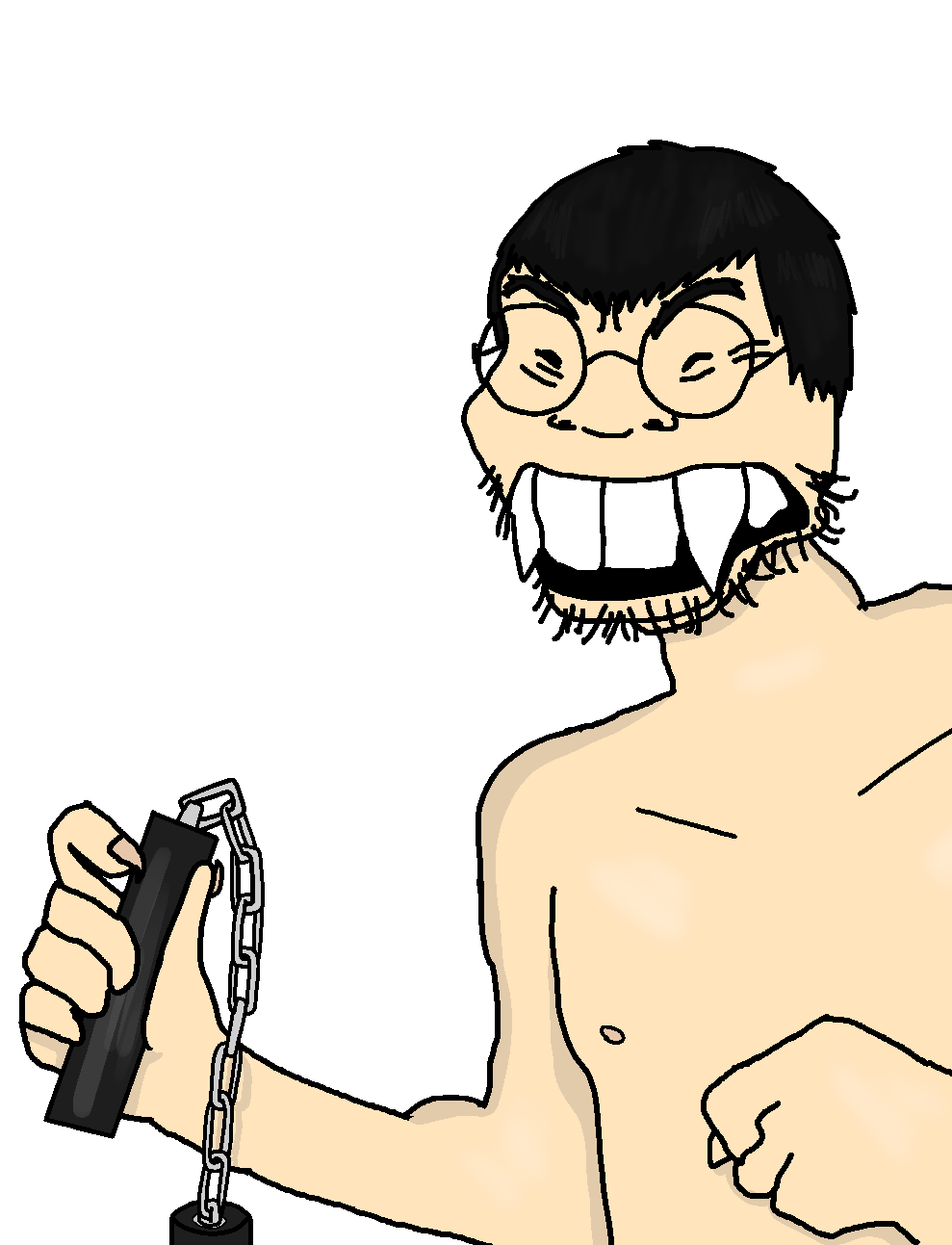 fei long (street fighter), soykio kid, 1soyjak, anime, asian, black eyes, black hair, bruce lee, chest, chink
