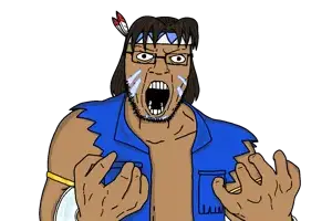 t. hawk (street fighter), dumjacque, arianjacque, 1soyjak, angry, anime, arm band, arm cuffs, black eyes, brown eyes