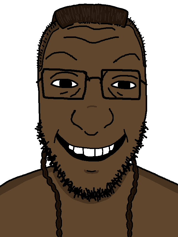 dee jay (street fighter), crimjak, 1soyjak, anime, big nose, black eyes, braids, brown hair, brown skin, fighting game