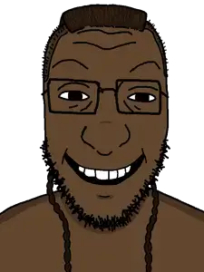 dee jay (street fighter), crimjak, 1soyjak, anime, big nose, black eyes, braids, brown hair, brown skin, cleavage