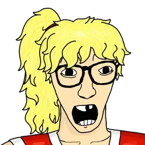 maki genryusai (final fight), casnatus, casnatia, 1soyjak, anime, asian, black eyes, blonde hair, buck teeth, chink