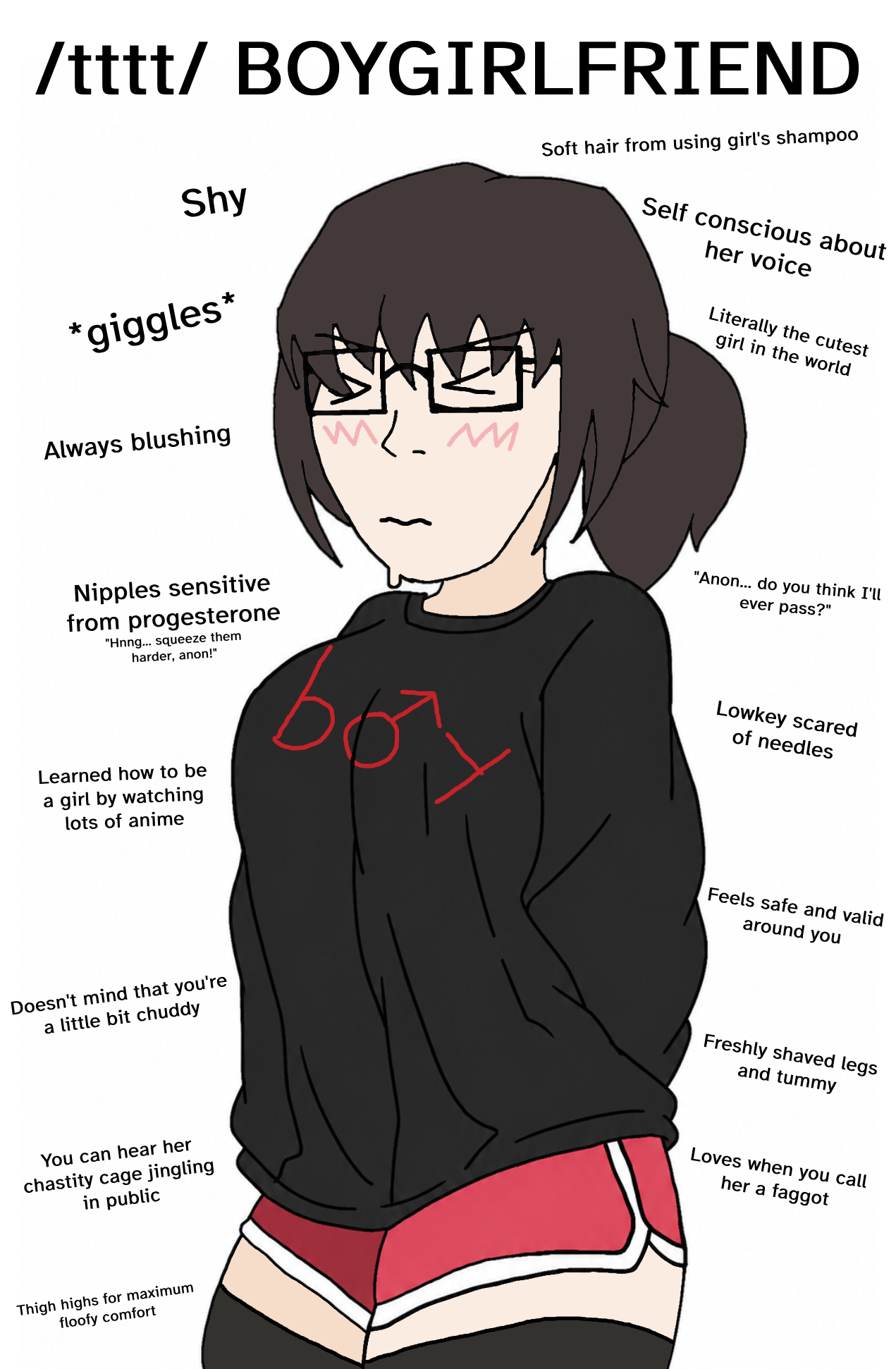boymoder, soyak, soygirl, femjak, soygirlfriend, /lgbt/, /tttt/, > <, 1soyjak, almost full body