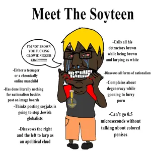 chudjak, natejak, 1soyjak, all soyteens look like this, award, black skin, black text, blonde hair, bloodshot eyes, brown skin