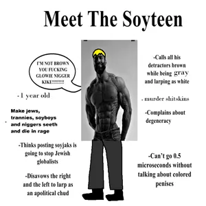 gigachad, nate higgers, gigachaded, natejak, all soyteens look like this, award, black text, blonde hair, bloodshot eyes, brown skin