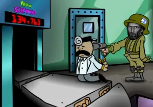 der coomer, gigachad, arab, clothes, doorbell camera, drawn background, execution, gray skin, green text, gun
