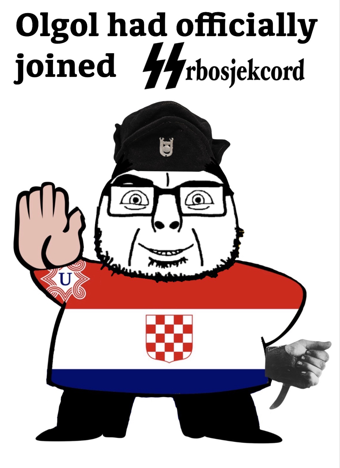 police man ganson, cobson, olgolstein, bosnian, clothes, croat, croatia, croatian text, english text, full body