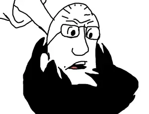wrongneighbourhood, 1soyjak, bald, beard, black eyes, cartoon, glasses, hair, half open mouth, head