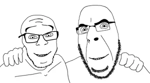 cobson, feraljak, wholesome feraljak, no more brother wars, trios & duos, 2soyjaks, aliased, arm behind back, bald, eyebrows
