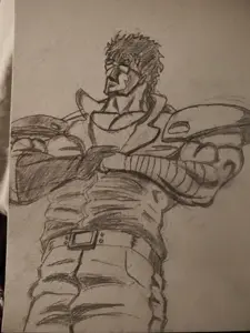 kenshiro, drawing, pencil drawing, traditional media, hokuto no ken