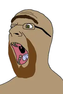 gerd, 1soyjak, bald, beard, blue tongue, brown skin, bushy eyebrows, eyebrow, face, glasses