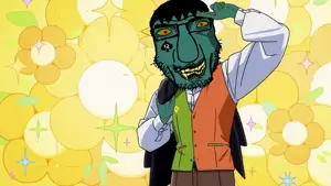 flowery, squidward tentacles, chudjak, markiplier soyjak, chudplier, 1soyjak, almost full body, black hair, drool, flowers