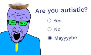 nerdson, unknown, 1soyjak, bald, blue skin, forehead lines, glasses, green glasses, half open eyes, open mouth