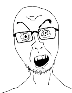 rabidjak, unknown, 1soyjak, bald, eyebrows, forehead lines, glasses, looking at you, open mouth, portrait