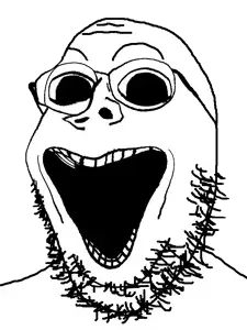 gapejak, 1soyjak, bald, big eyes, big mouth, deformed, distorted, glasses, happy, looking at you