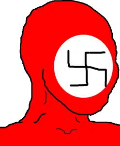 wojak, nazi, nazi flag, nazi germany, nazism, no beard, no eyes, no mouth, portrait, red skin