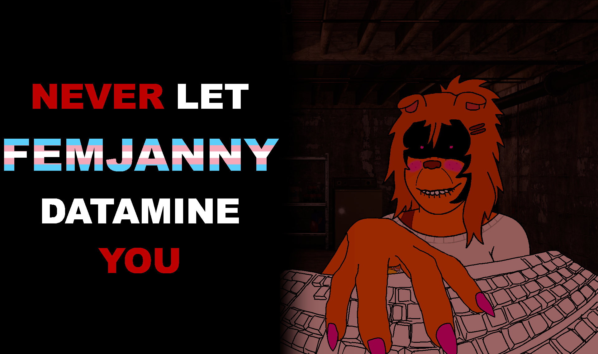 femjanny, markiplier soyjak, female markiplier, approved by namefags, brimstone creepypastas, 1soyjak, animal, animal ears, award, basement