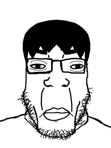 chudjak, markiplier soyjak, chudplier, 1soyjak, black hair, closed mouth, hair, looking at you, stubble, tinted glasses