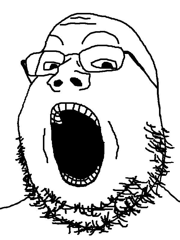 gapejak, obese gapejak, 1soyjak, bald, black eyes, chubby, fat, forehead lines, glasses, looking at you