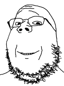 gapejak, obese gapejak, 1soyjak, bald, black eyes, chubby, closed mouth, fat, forehead lines, glasses