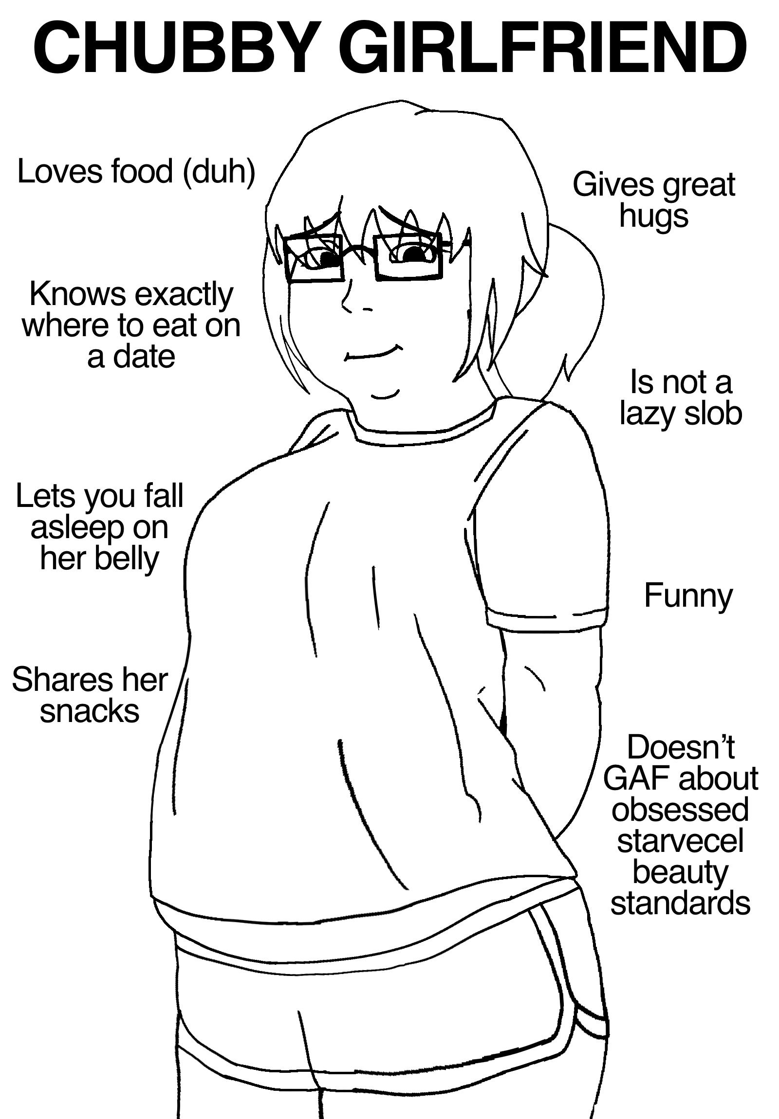 soyak, soygirl, femjak, soygirlfriend, arm, belly, chubby, chubby cheeks, closed mouth, clothes