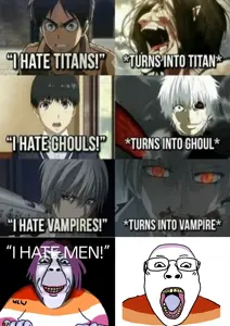 bernd, bridget, 2soyjaks, angry, anime, bald, closed mouth, fat, female, foid