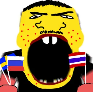 markiplier soyjak, science lover, asian, missing teeth, mustache, oekaki, open mouth, rage, russia, screaming