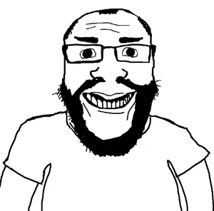 markiplier soyjak, science lover, 1soyjak, balding, beard, black hair, clothes, fat, front view, glasses