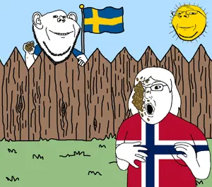 gapejak, impish soyak ears, norwegian, female norwegian, wholesome soyjak, femjak, 2soyjaks, arm, bald, chin