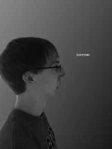 gigachad, black hair, chopped, clothed, clothes, glasses, gray background, gray skin, hair, half open mouth