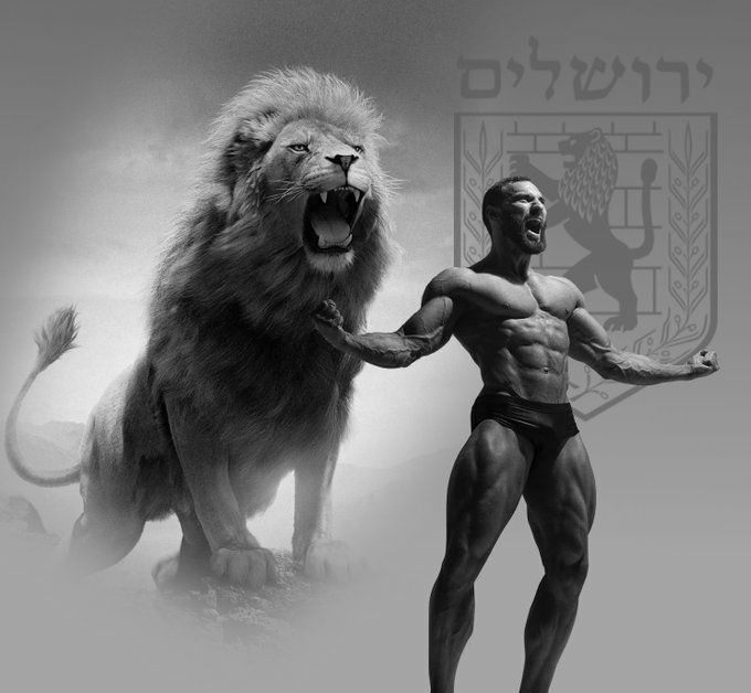 gigachad, 1nas, animal, beard, black hair, buff, full body, fur, gaping mouth, gray background
