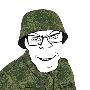 feraljak, 1soyjak, army, camouflage, clothes, collared shirt, combat helmet, emr pattern, glasses, grin