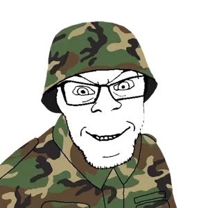 feraljak, 1soyjak, army, camouflage, clothes, collared shirt, combat helmet, glasses, grin, hat