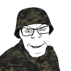feraljak, 1soyjak, army, camouflage, clothes, collared shirt, combat helmet, glasses, grin, hat