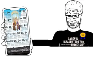 unijak, 1soyjak, award, bald, black eyes, closed mouth, debate, debating, front view, glasses
