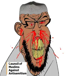 feraljak, 1soyjak, angry, antisemitism, bald, beard, blood, bloodshot eyes, brown skin, closed mouth