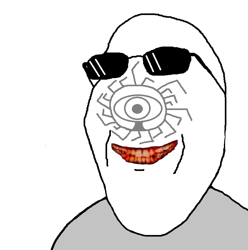 gapejak, 1soyjak, bald, chad, covered eyes, fat, glasses, gray shirt, half open mouth, hercules