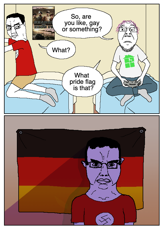 bernd, chudjak, chudjak front, 2soyjaks, angry, bed, black eyes, black hair, closed mouth, confused
