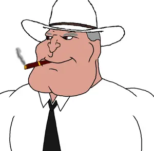 meximutt, mexiaryan, 1soyjak, big nose, bob katter, brown eyes, buff, cigar, closed mouth, clothes