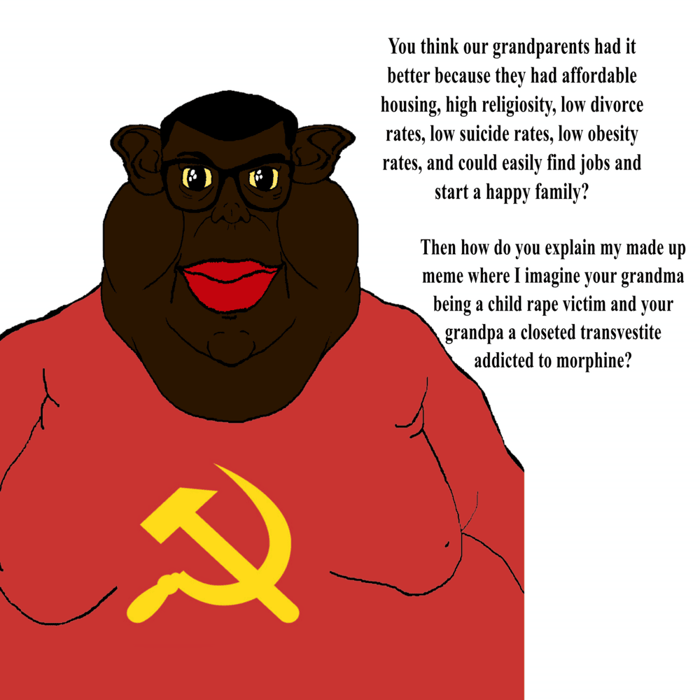 brandon, meximutt, branigger, 1soyjak, big lips, black skin, chin, closed mouth, commie, commie pedo troon