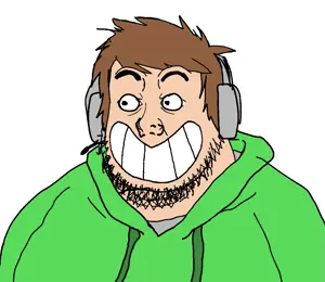 unknown, 1soyjak, brown hair, edd gould, fat, hair, headphones, looking to the left, no glasses, obese